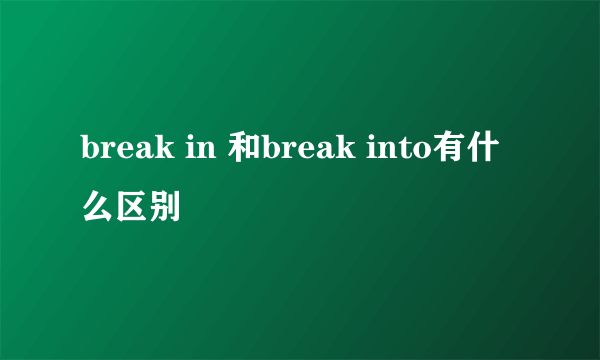 break in 和break into有什么区别