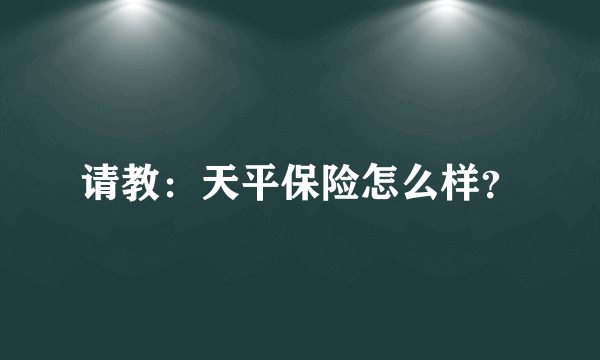 请教：天平保险怎么样？