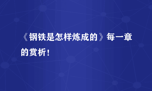 《钢铁是怎样炼成的》每一章的赏析！