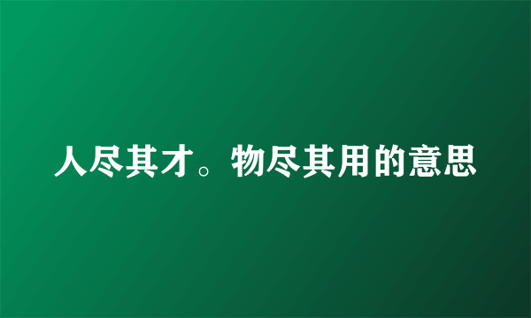 人尽其才。物尽其用的意思