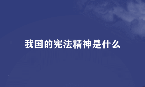 我国的宪法精神是什么