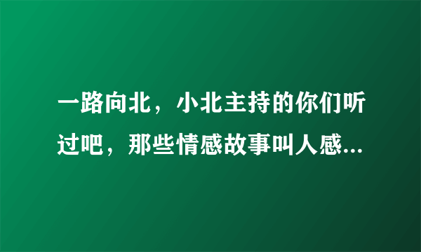 一路向北，小北主持的你们听过吧，那些情感故事叫人感动啊，你们听了吗