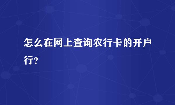 怎么在网上查询农行卡的开户行？