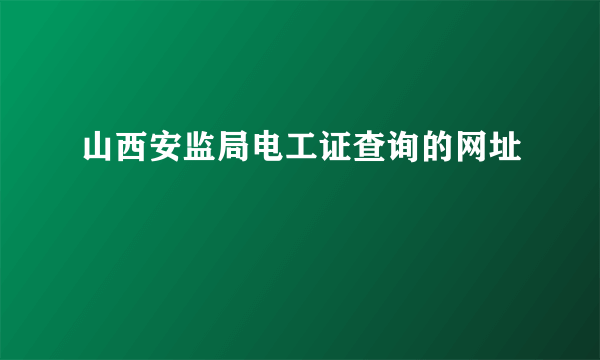 山西安监局电工证查询的网址