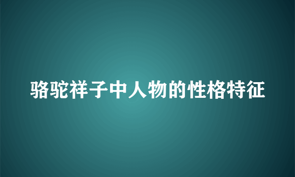 骆驼祥子中人物的性格特征