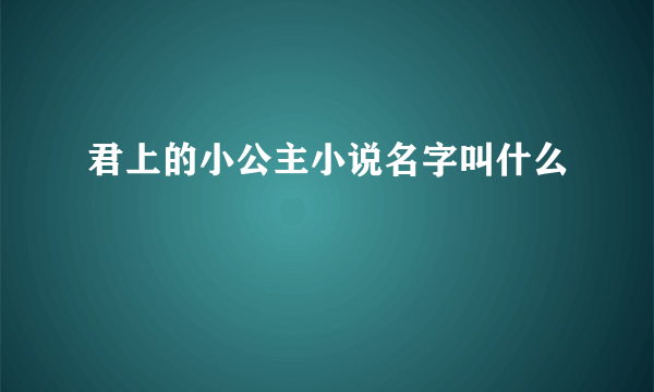 君上的小公主小说名字叫什么