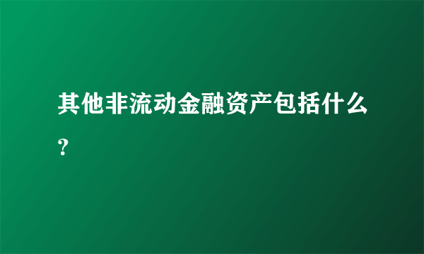 其他非流动金融资产包括什么？