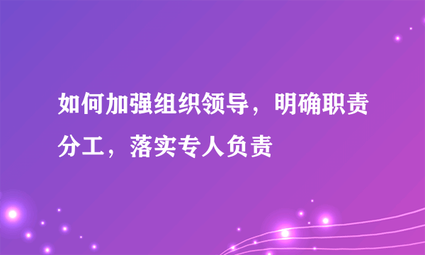 如何加强组织领导，明确职责分工，落实专人负责