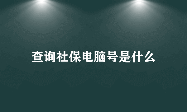 查询社保电脑号是什么