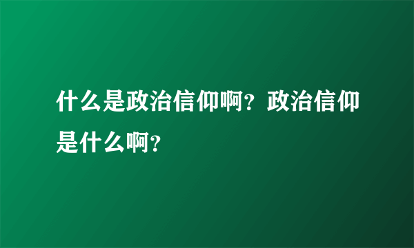 什么是政治信仰啊？政治信仰是什么啊？