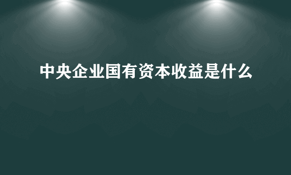 中央企业国有资本收益是什么