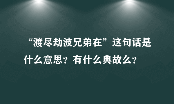 “渡尽劫波兄弟在”这句话是什么意思？有什么典故么？