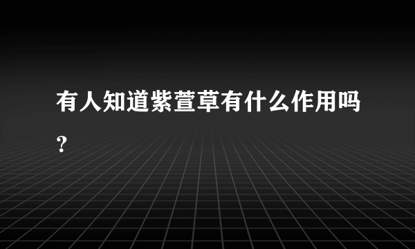 有人知道紫萱草有什么作用吗？