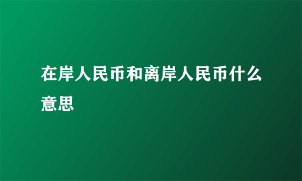 在岸人民币和离岸人民币什么意思