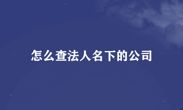 怎么查法人名下的公司