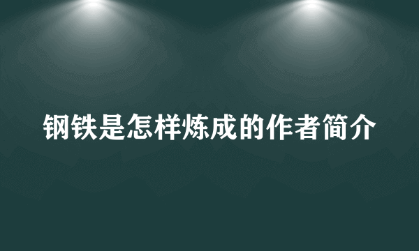 钢铁是怎样炼成的作者简介