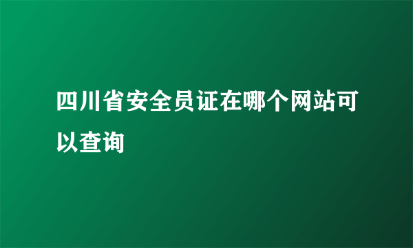 四川省安全员证在哪个网站可以查询