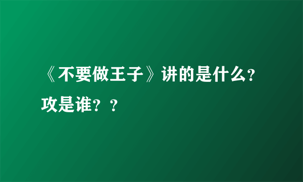 《不要做王子》讲的是什么？攻是谁？？