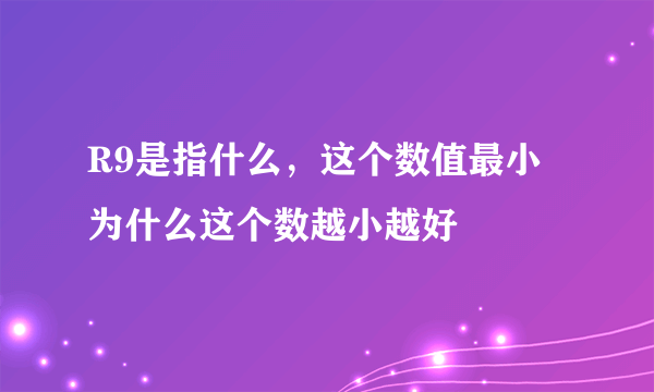 R9是指什么，这个数值最小为什么这个数越小越好