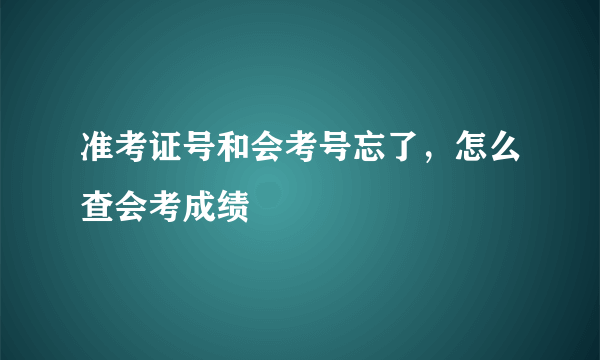 准考证号和会考号忘了，怎么查会考成绩