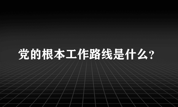 党的根本工作路线是什么？