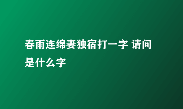 春雨连绵妻独宿打一字 请问是什么字