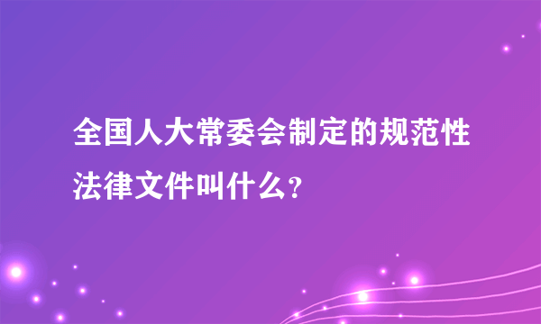 全国人大常委会制定的规范性法律文件叫什么？