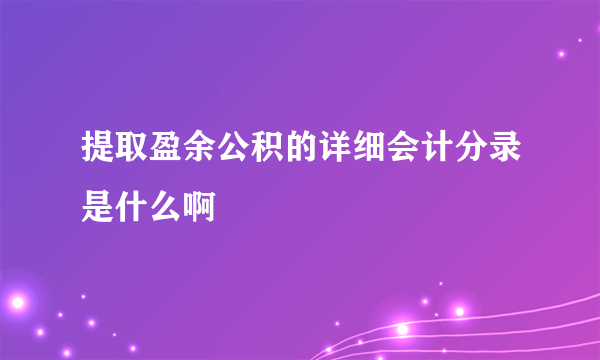 提取盈余公积的详细会计分录是什么啊