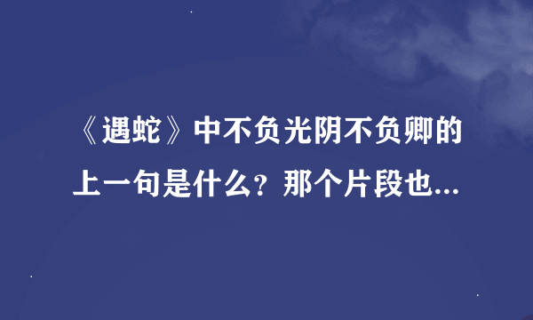 《遇蛇》中不负光阴不负卿的上一句是什么？那个片段也顺便发一下。注意不是诗句，是《遇蛇》中的