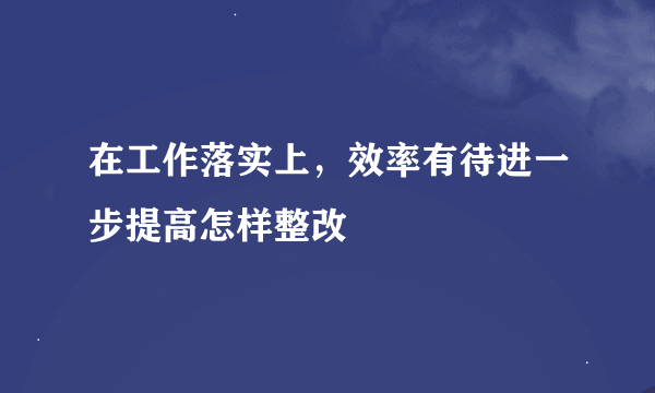 在工作落实上，效率有待进一步提高怎样整改