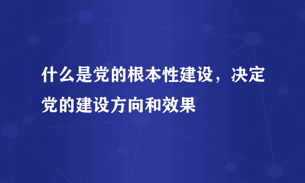 什么是党的根本性建设，决定党的建设方向和效果