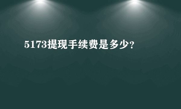 5173提现手续费是多少？