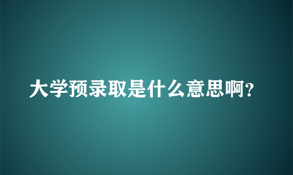 大学预录取是什么意思啊？