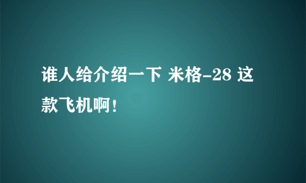 谁人给介绍一下 米格-28 这款飞机啊！