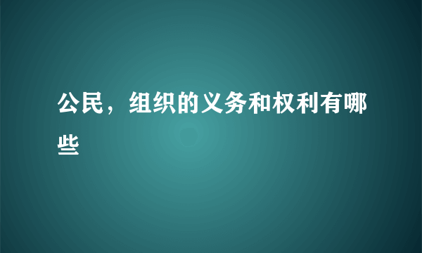 公民，组织的义务和权利有哪些