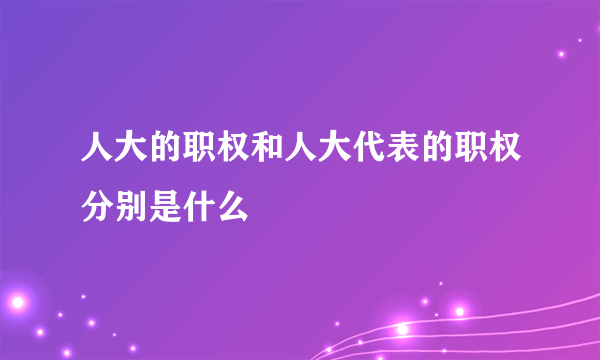 人大的职权和人大代表的职权分别是什么