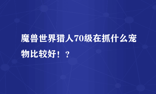 魔兽世界猎人70级在抓什么宠物比较好！？