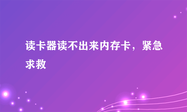 读卡器读不出来内存卡，紧急求救