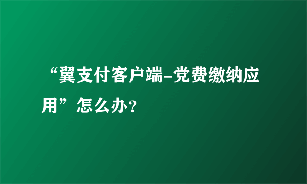 “翼支付客户端-党费缴纳应用”怎么办？