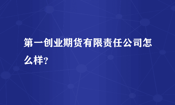 第一创业期货有限责任公司怎么样？