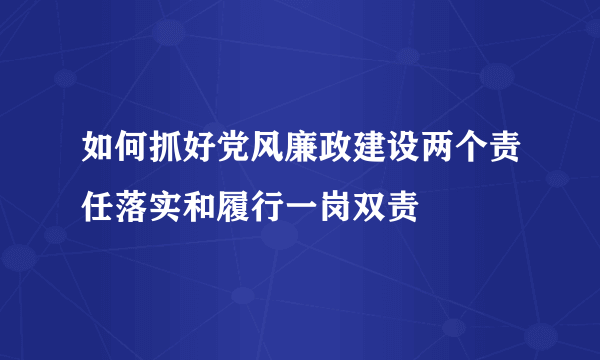 如何抓好党风廉政建设两个责任落实和履行一岗双责