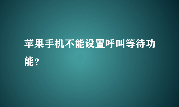 苹果手机不能设置呼叫等待功能？