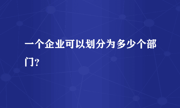 一个企业可以划分为多少个部门？