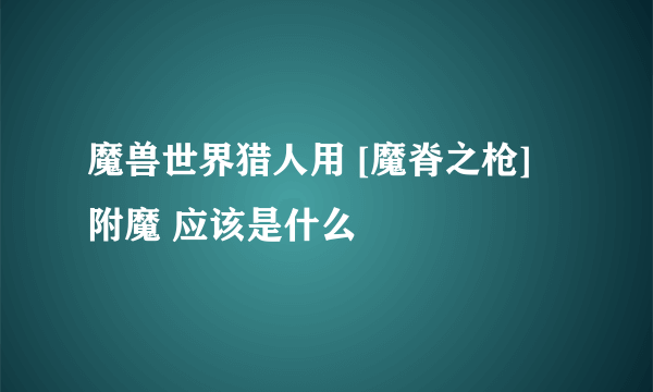 魔兽世界猎人用 [魔脊之枪] 附魔 应该是什么