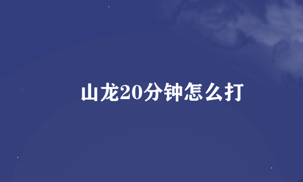 峯山龙20分钟怎么打