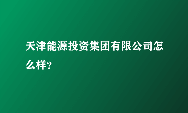 天津能源投资集团有限公司怎么样？