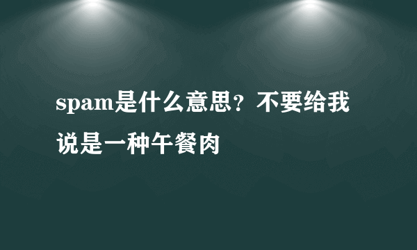 spam是什么意思？不要给我说是一种午餐肉