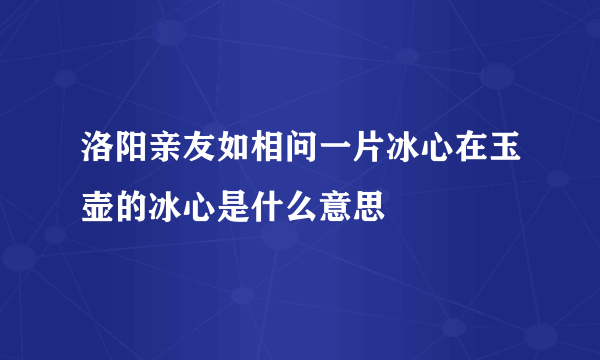 洛阳亲友如相问一片冰心在玉壶的冰心是什么意思