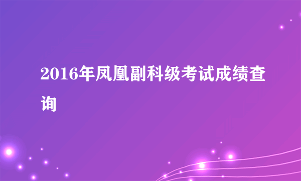 2016年凤凰副科级考试成绩查询