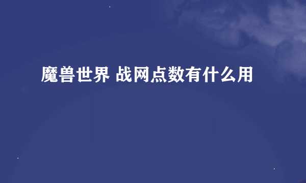 魔兽世界 战网点数有什么用